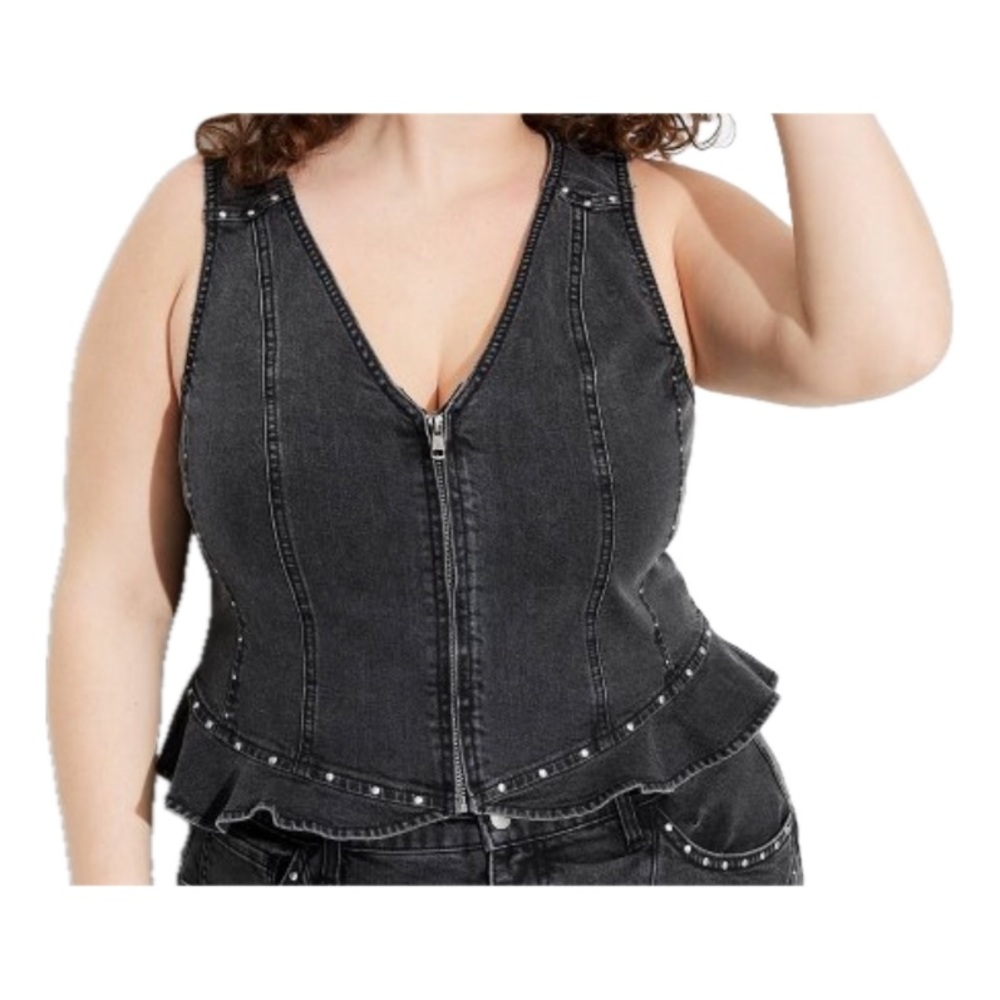 Studded Denim Vest Top